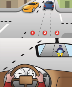 Image of a car driving and choosing a lane