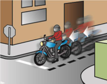 Image of a motorcycle at a stop sign