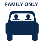 icon shows a car with two people in it and text over it reads "family only"