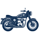 Icon shows a classic style motorcycle